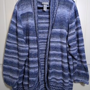 Catherine's Wmn's Blue Marbled Cardigan Sz:3X Flowy GrandmaCore CottageCore